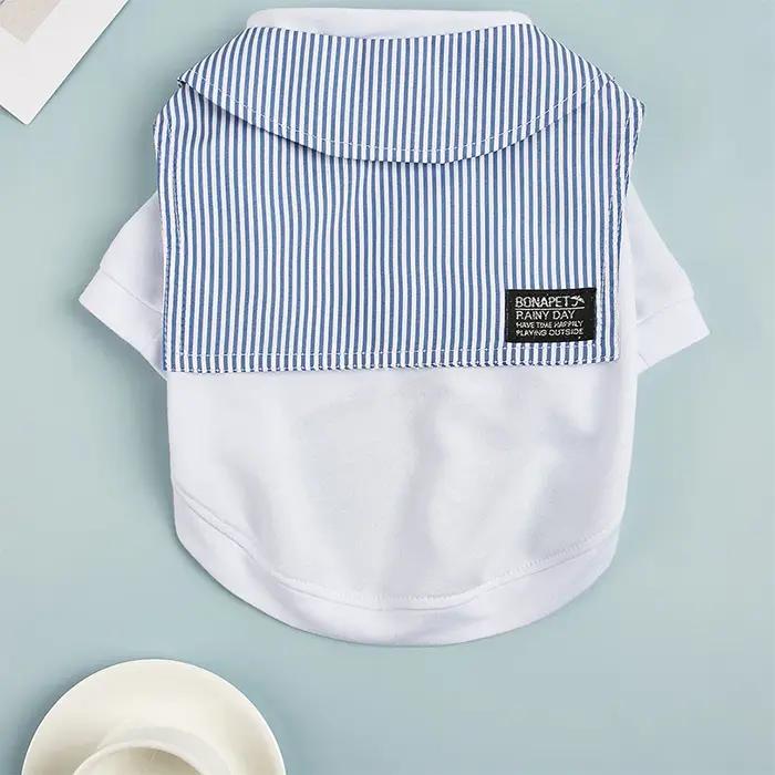 Printemps été petit chien de taille moyenne faux deux pièces chemise mignon animal de compagnie blanc T-shirt chiens