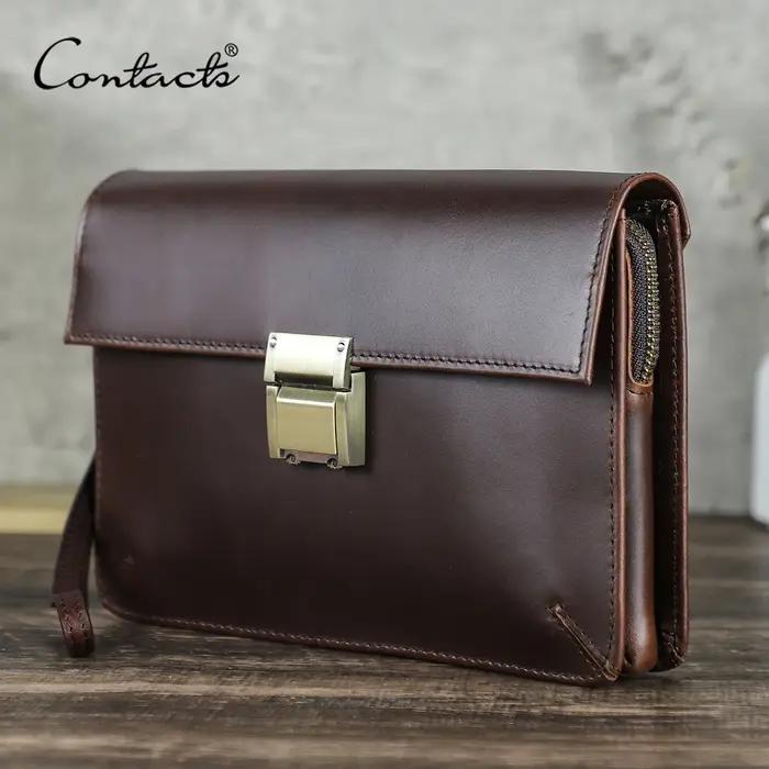 CONTACT'S-Pochette de Luxe en Cuir group pour Homme, Sac à Main de Styliste avec Mot de Passe, Porte